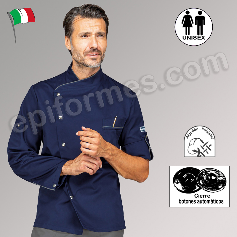 Chaqueta cocinero Manhattan azul y gris