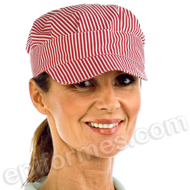 Gorro con visera raya rosa