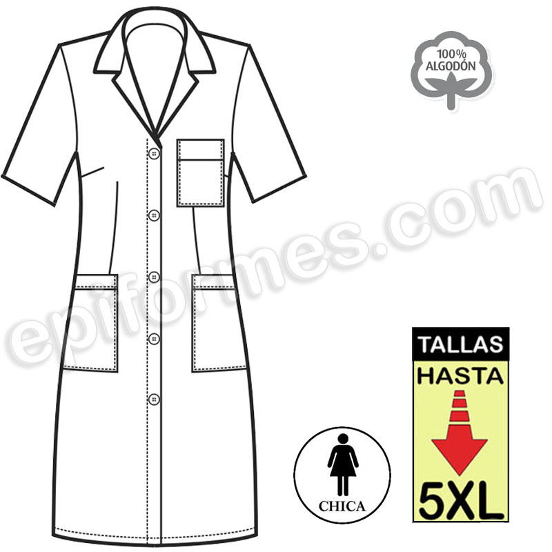 Bata corta señora manga corta, talla especial