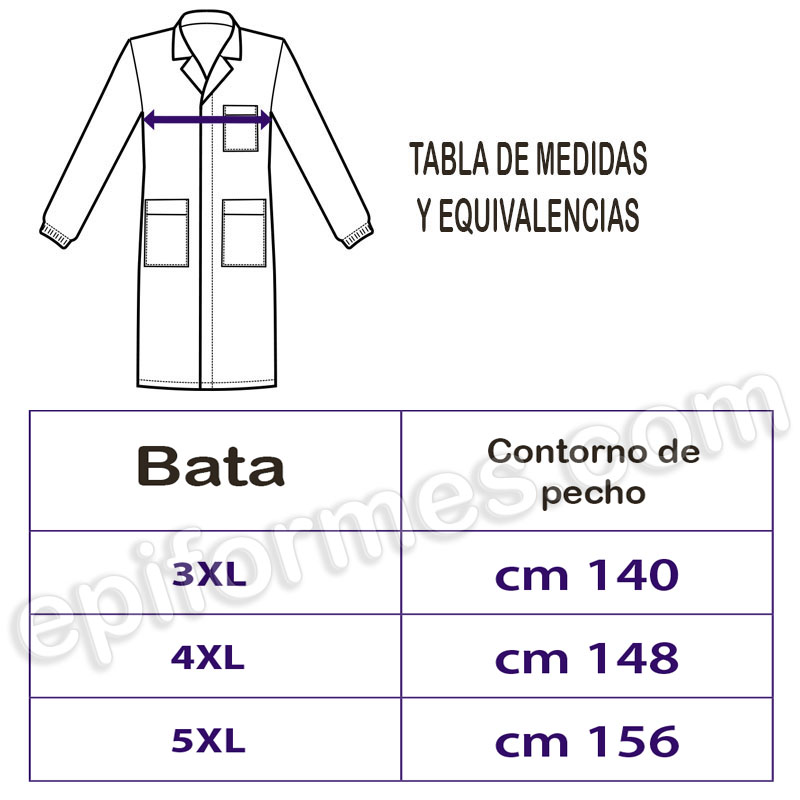 Bata larga blanca, caballero, talla especial.