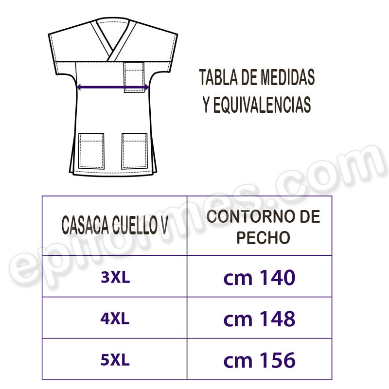 Casaca blanca cuello V de talla especial