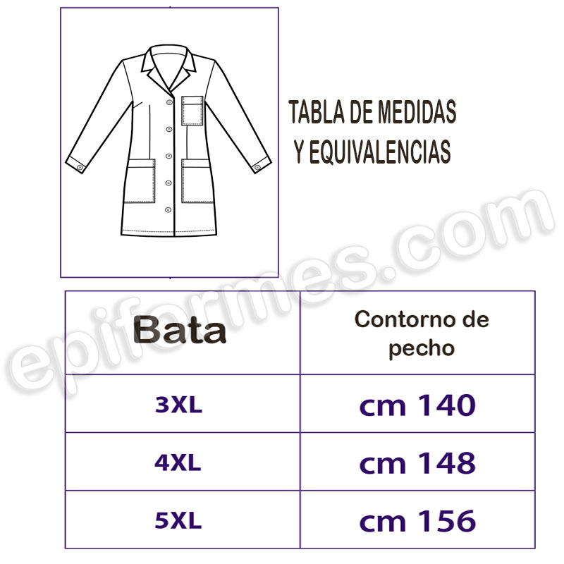 Bata corta señora manga larga, talla especial