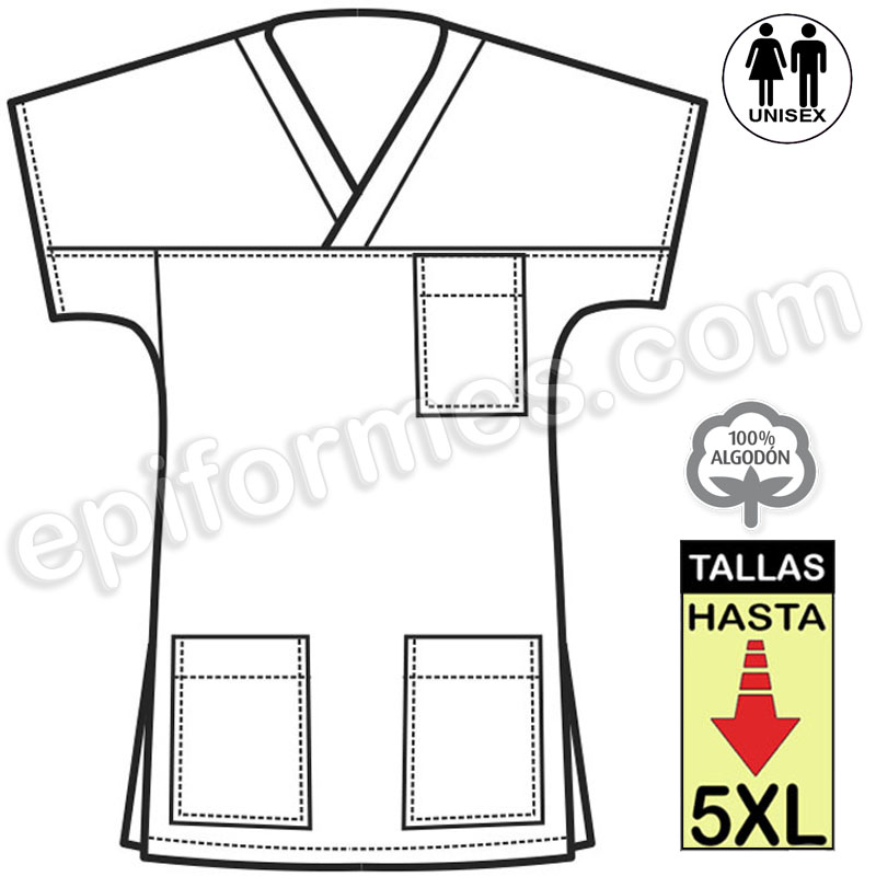 Casaca blanca cuello V de talla especial