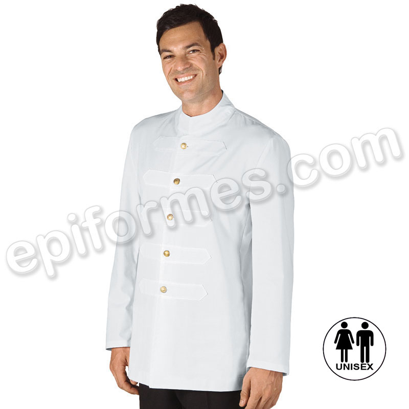 Chaqueta coreana unisex con trabillas, blanca