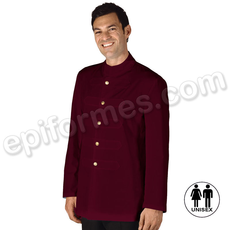 Chaqueta coreana unisex con trabillas, bordeaux