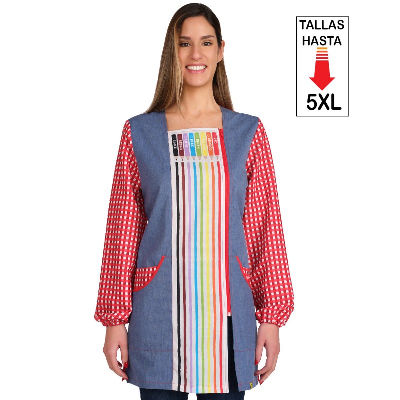 Bata Maestra Manga Larga Colours Lápices Lacla