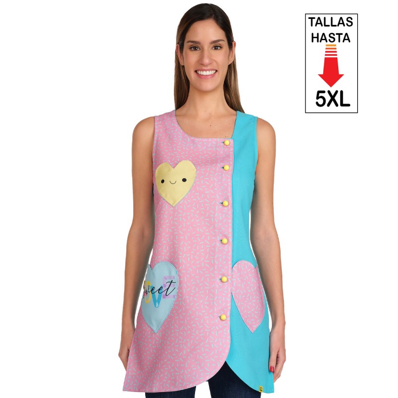 Bata Maestra Sin Mangas Corazones Lacla