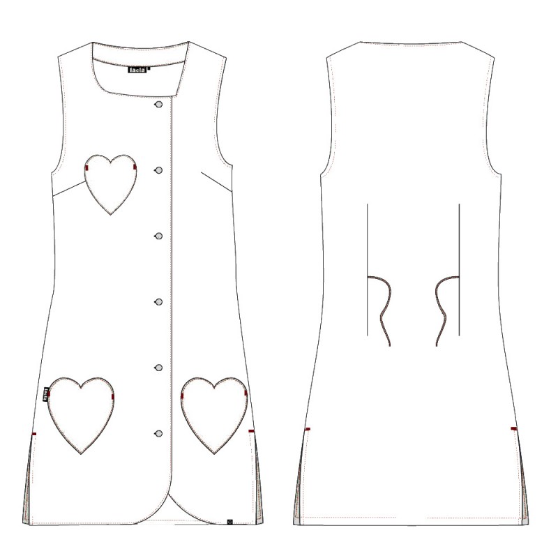 Bata Maestra Sin Mangas Corazones Lacla