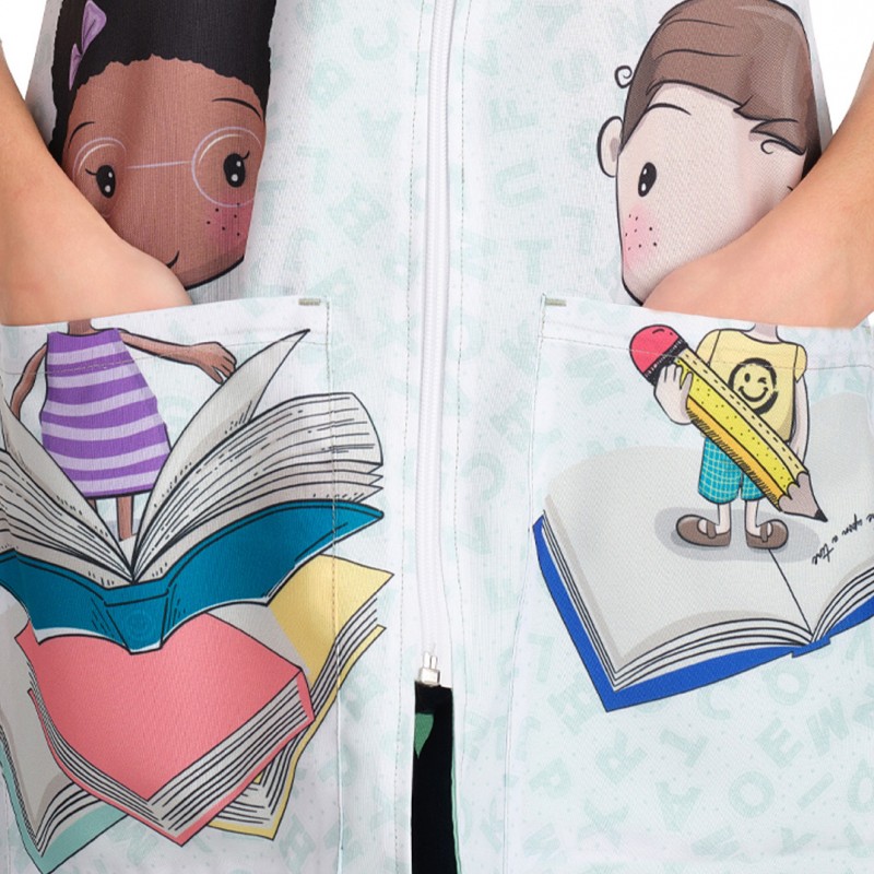 Casaca Maestra Sin Mangas Libros y Volantes Lacla