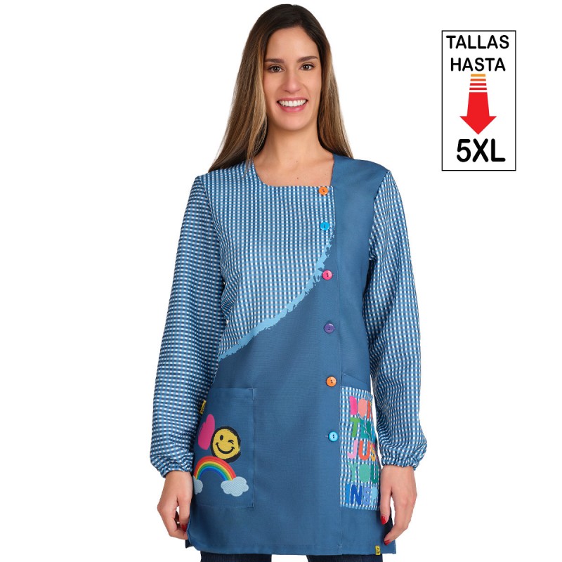 Bata Maestra Manga Larga Smile Arcoíris Lacla