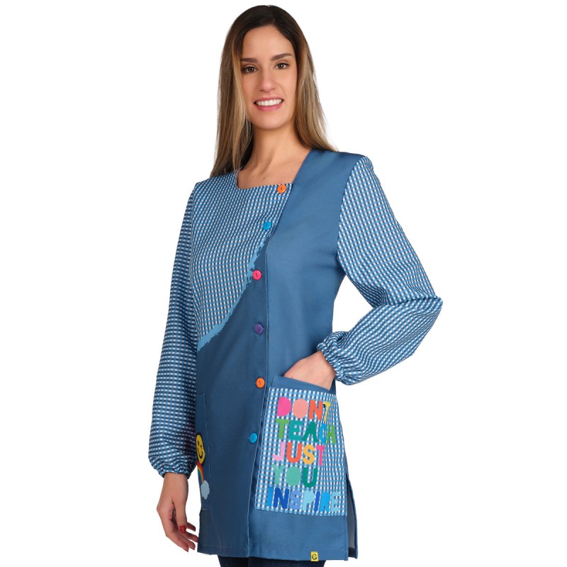 Bata Maestra Manga Larga Smile Arcoíris Lacla