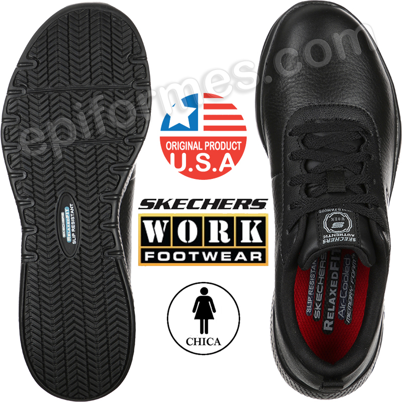 Calzado laboral skechers de chica negro, Marsing