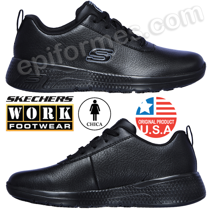 Calzado laboral skechers de chica negro, Marsing