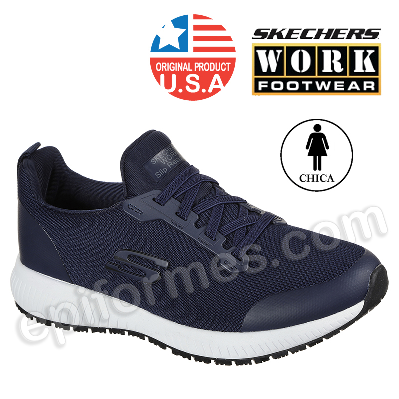 Calzado laboral skechers de chica azul marino, Squ...