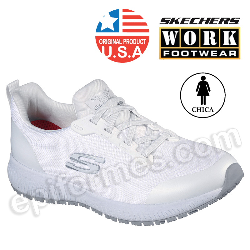 Calzado laboral skechers de chica blanco, Squad sr