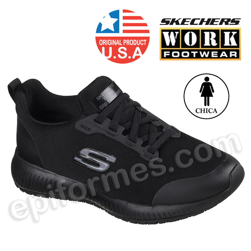 Calzado laboral skechers de chica negro, squad sr