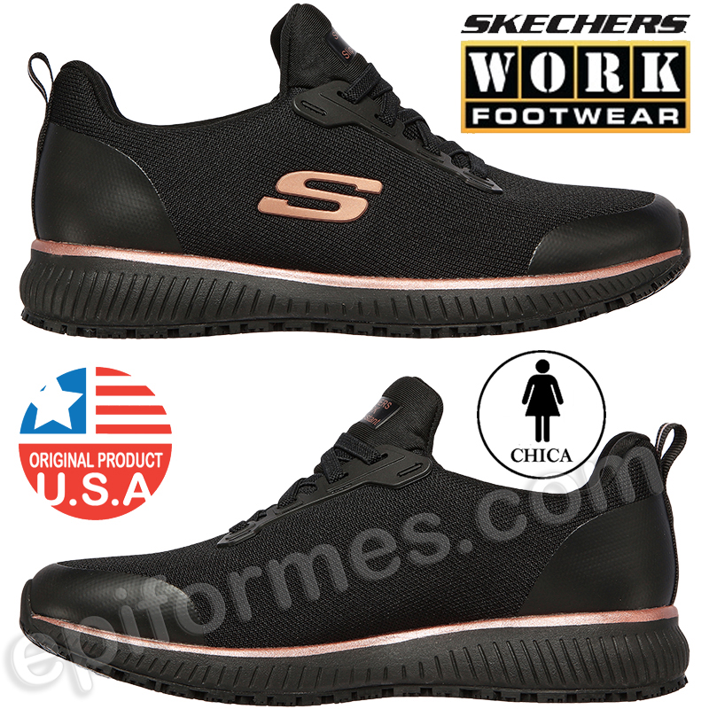 Calzado laboral skechers, negro/rosa, squad sr