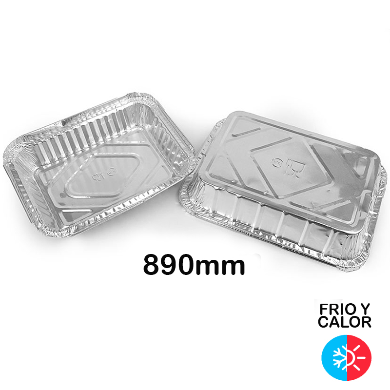 800 Envase alumínio rectangular 890ml.