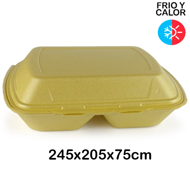 400 Envases porex para menús 2 compartimentos (245x205x75 mm)