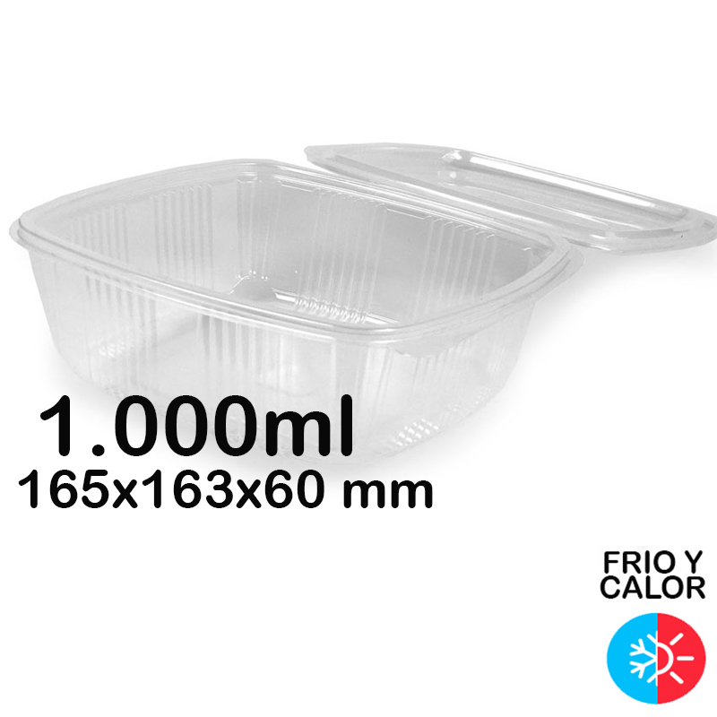 600 Envases reutilizables con bisagra 1.000 ml