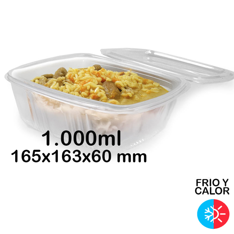 600 Envases reutilizables con bisagra 1.000 ml