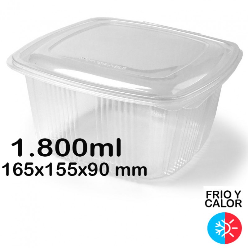 200 Envases reutilizables con bisagra 1800 ml