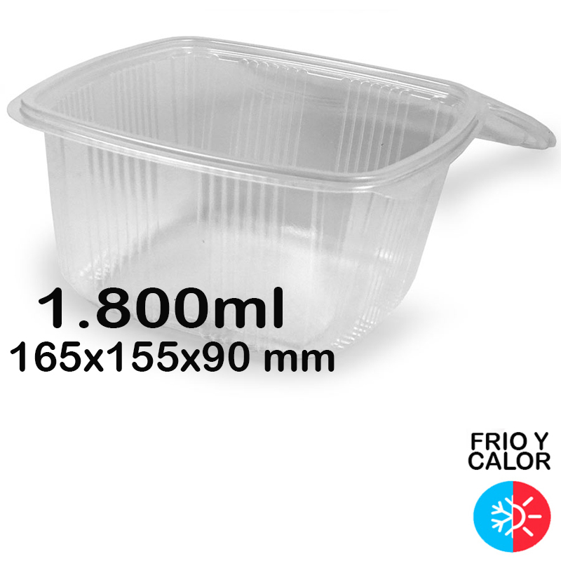 200 Envases reutilizables con bisagra 1800 ml