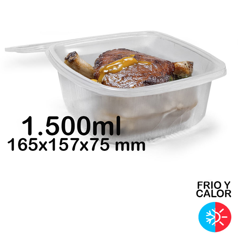 300 Envases reutilizables con bisagra 1500 ml