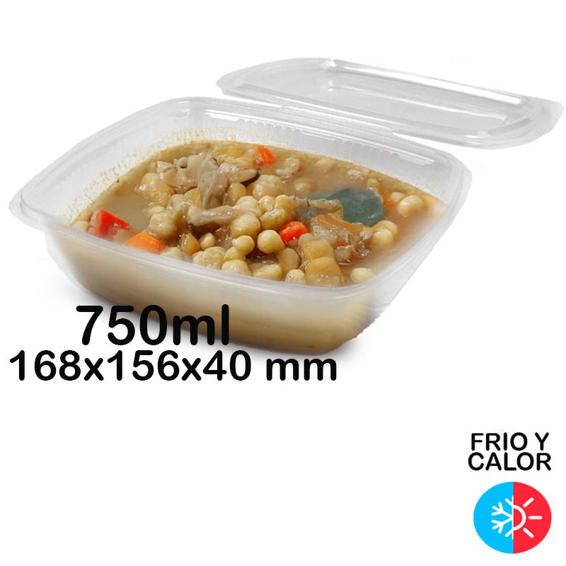 600 Envases reutilizables con bisagra 750ml