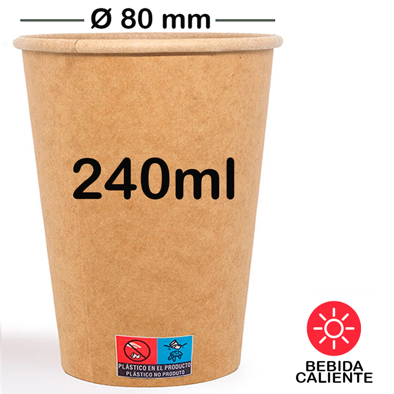 2.000 Vasos de cartón kraft, bebida caliente 240m...
