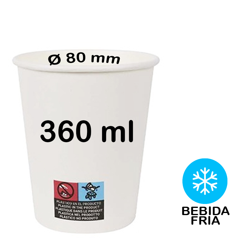 2.000 Vasos de cartón, bebida fria 360ml