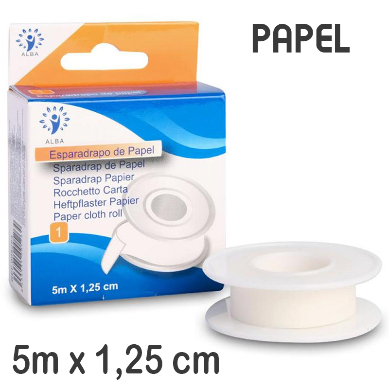 120 Esparadrapos adhesivos de papel 5m x 1,25cm
