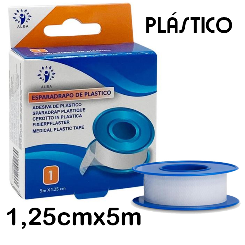 120 Esparadrapos adhesivos de plastico 5m x 1,25cm