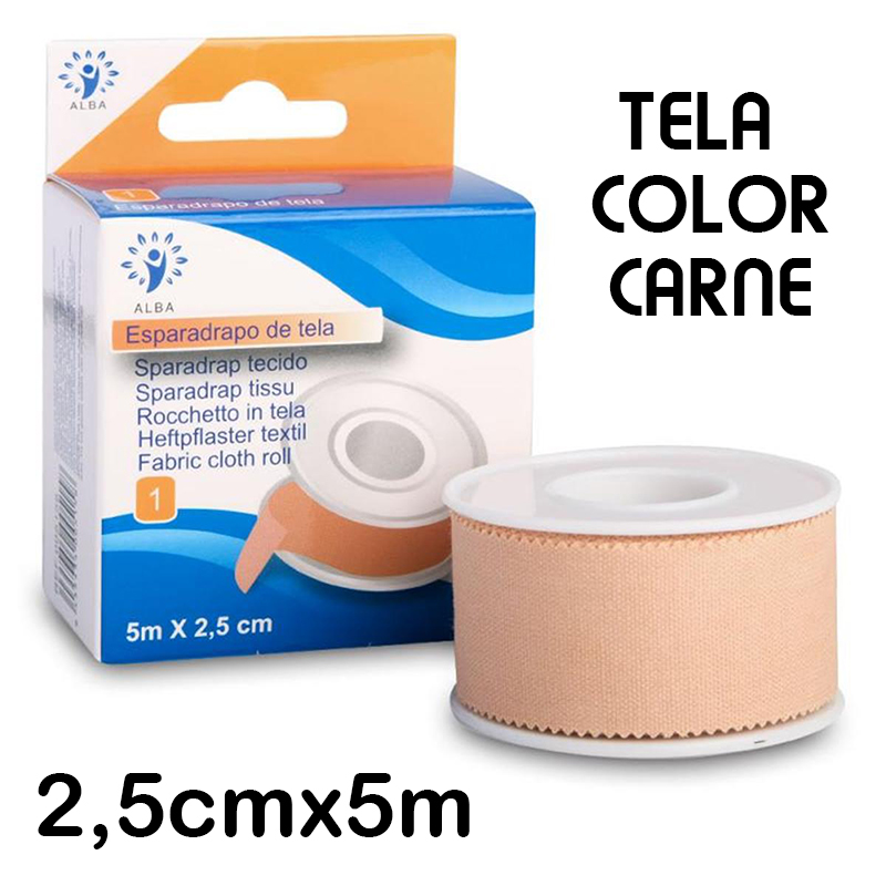120 Esparadrapos adhesivos de tela 5m x 2,5cm