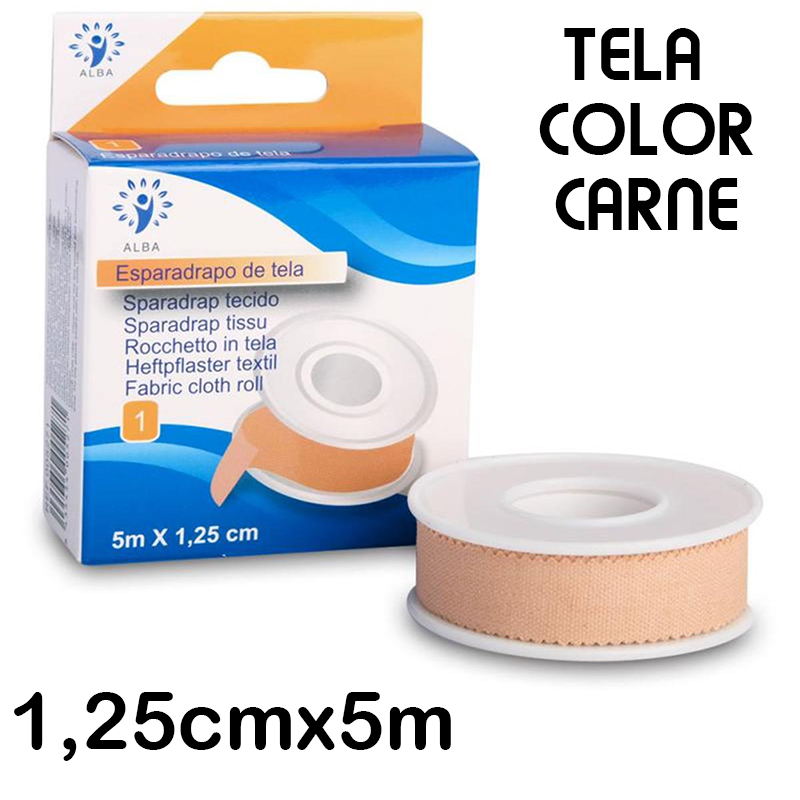 120 Esparadrapos adhesivos de tela 5m x 1,25cm