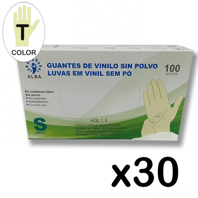 3.000 Guantes de vinilo sin polvo 