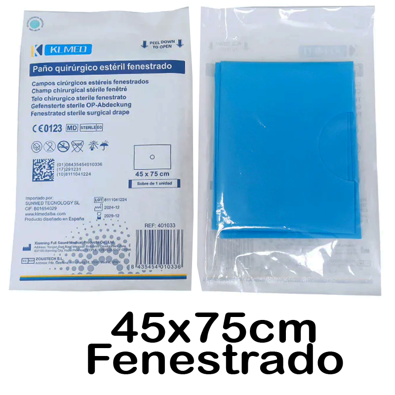 400 paños estériles quirúrgicos fenestrados 45x...