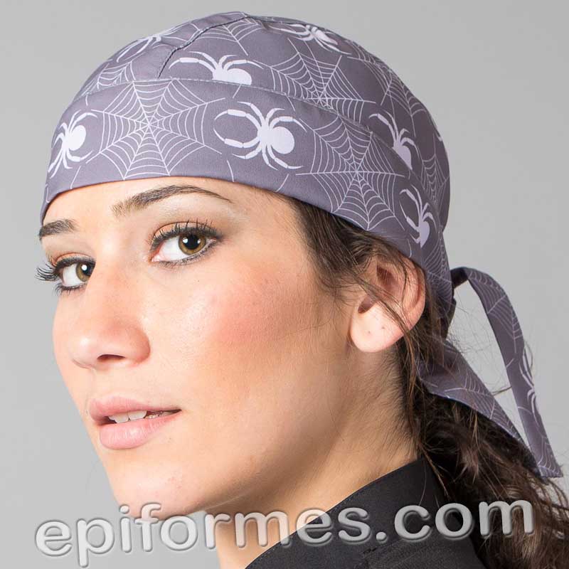 Bandana  cocinero estampada con arañas