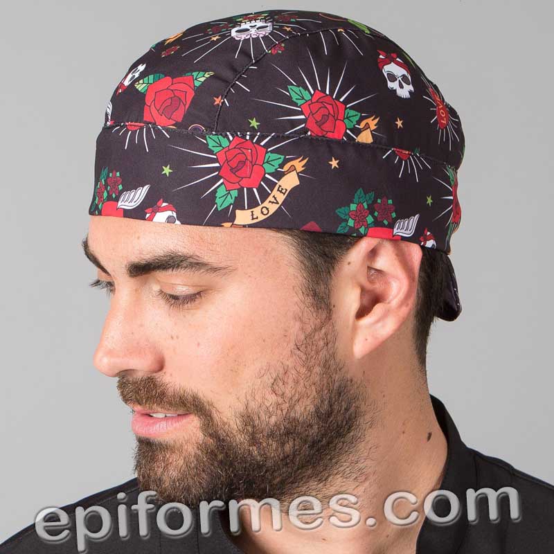 Bandana  cocinero estampada calaveras