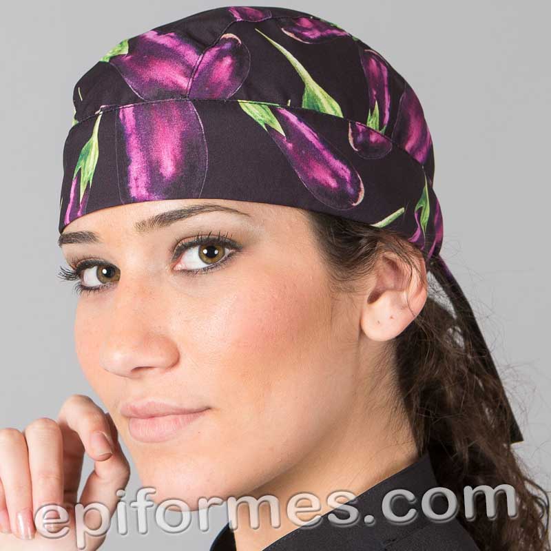 Bandana  cocinero estampada berenjenas