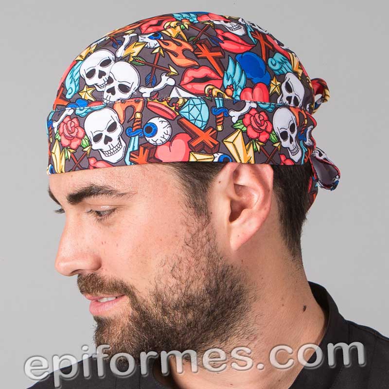 Bandana  cocinero estampada calaveras