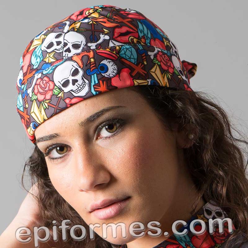 Bandana  cocinero estampada calaveras