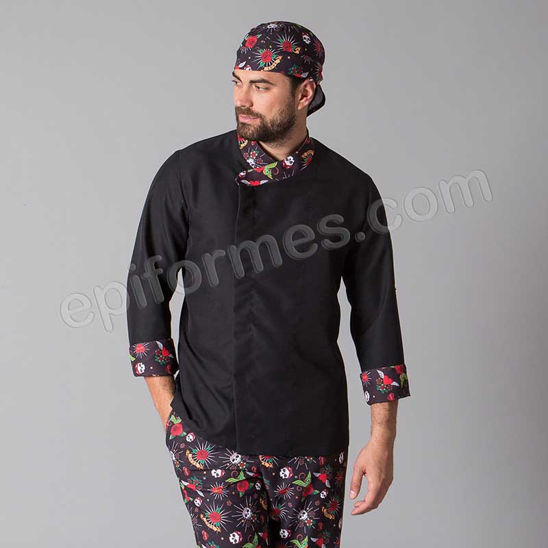 Chaqueta cocina unisex, estampados de calaveras