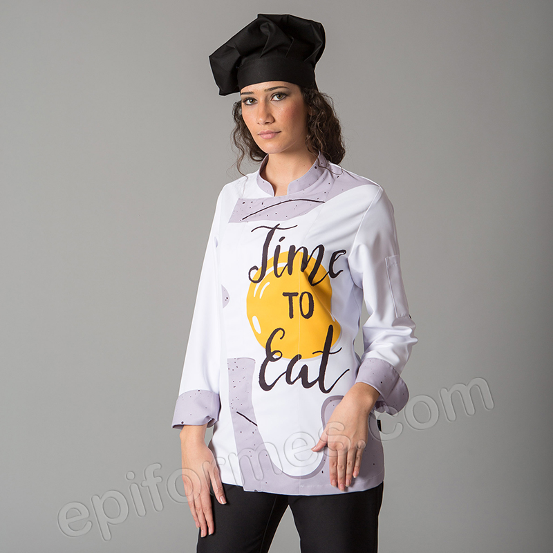 Chaqueta cocina estampada,time to eat