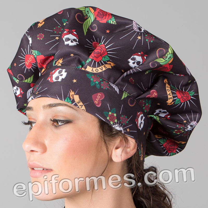 Gorro chef de cocina calaveras