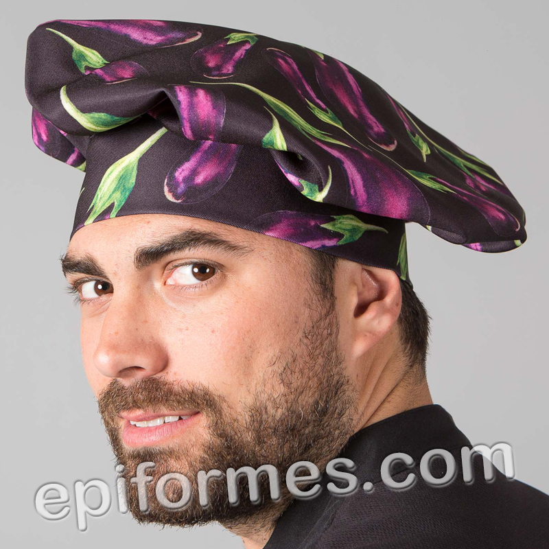 Gorro chef de cocina berenjenas