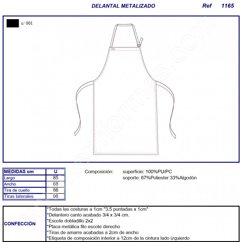 Delantal protector textura metálica roja