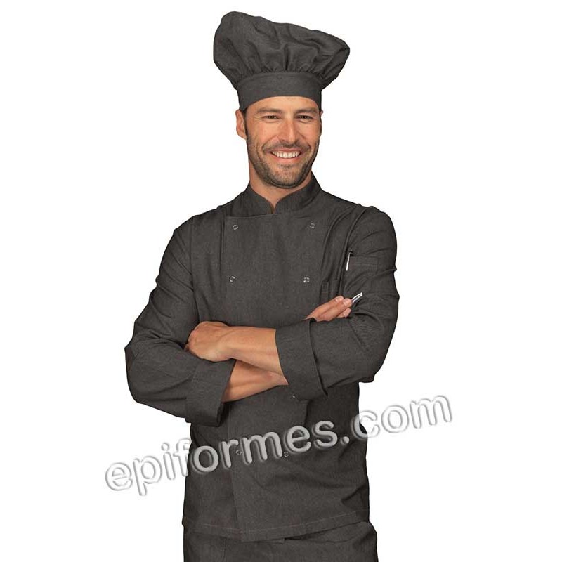 Chaqueta cocinero tejana negra con corchetes