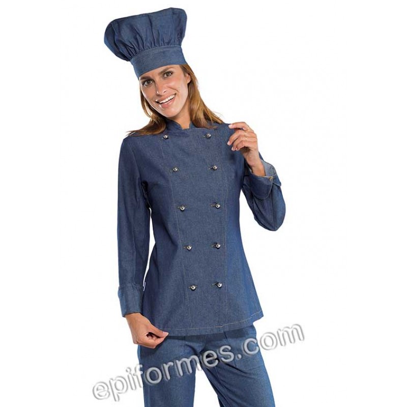 Chaqueta cocinera vaquera azul