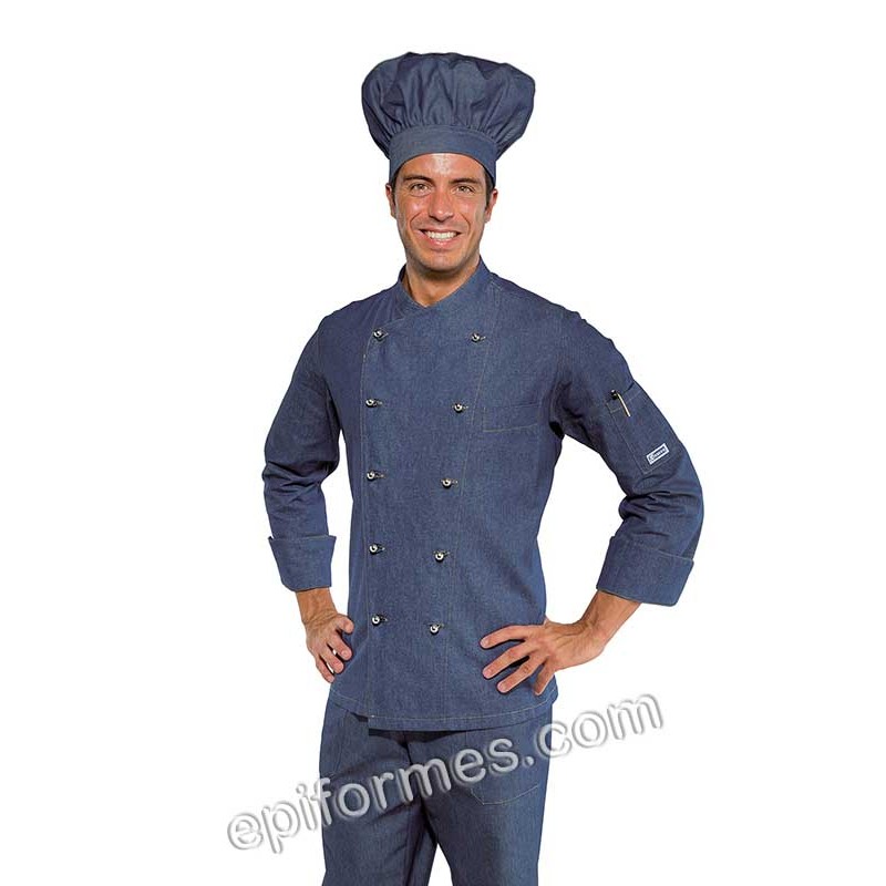 Chaqueta cocinero tejana azul